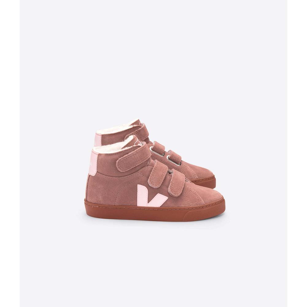 Kids\' Veja ESPLAR MID FURED SUEDE High Tops Pink | SG 688QMA